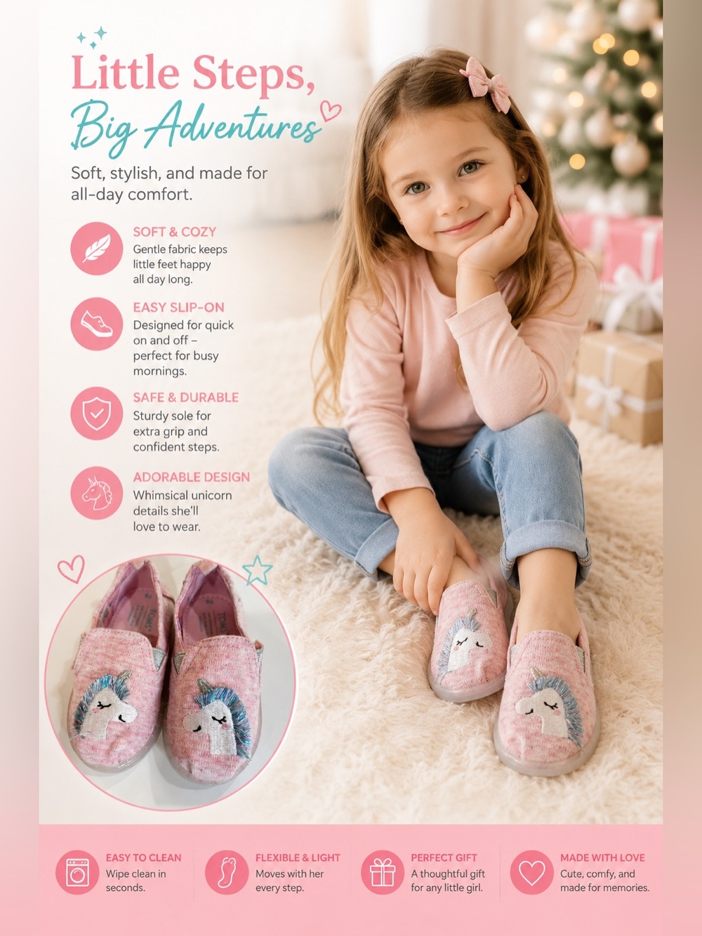 🦄🦄TOMS Toddler Girls Alpargata Twin Gore Slip On Flats 🌟